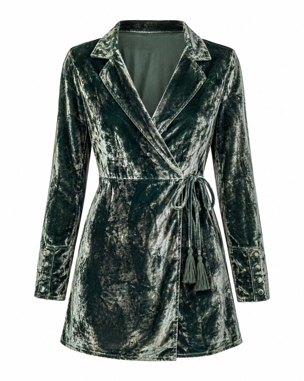 Free People Viola Green Velvet Wrap Romper M